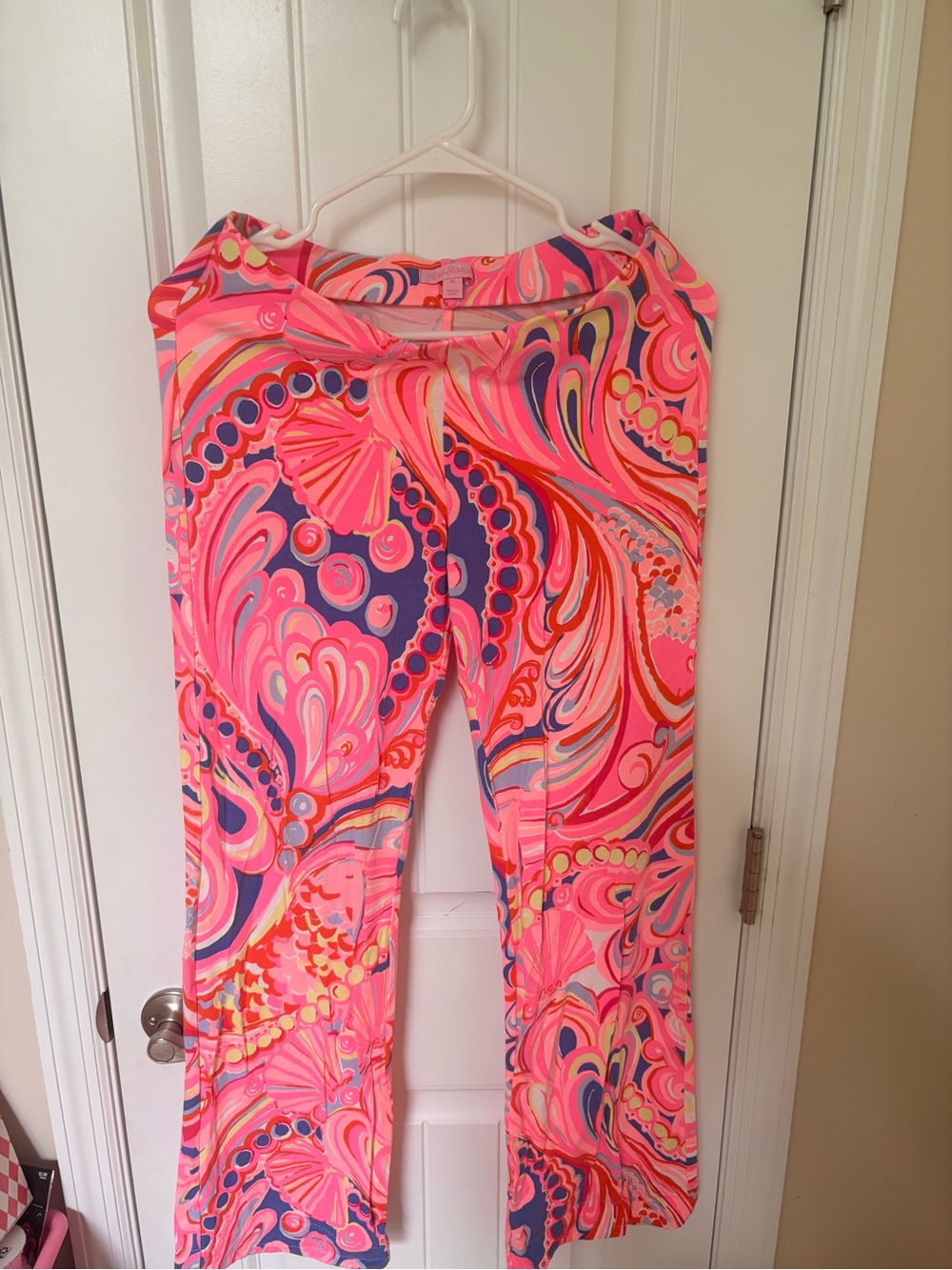 Lilly Pulitzer Georgia Mae Palazzo Neon Pink & Navy Swirl Pants in Reef Retreat